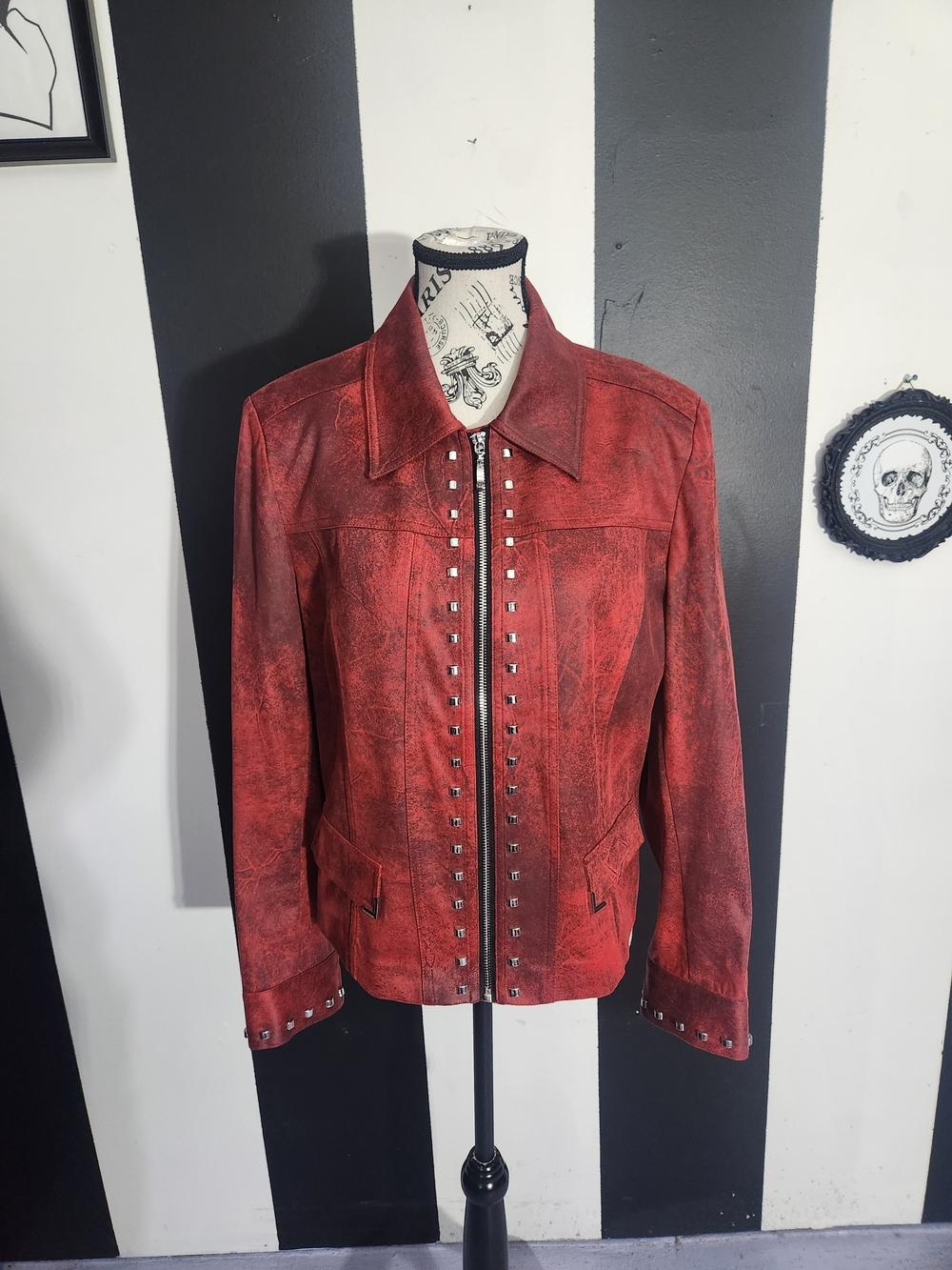Red Stud Vegan Leather Jacket